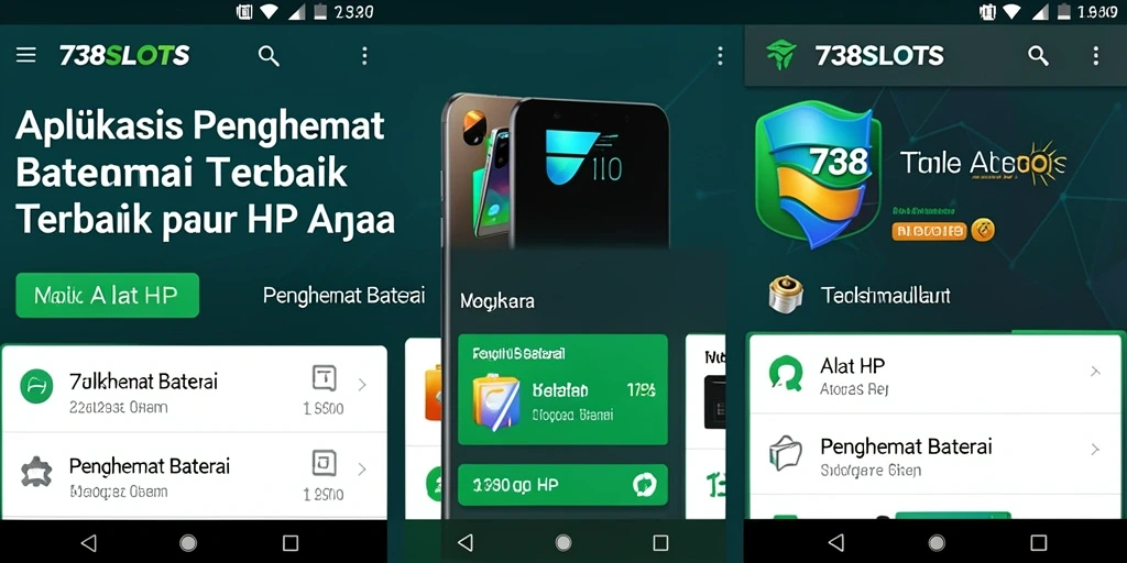 Tampilan antarmuka 738SLOTS dengan fitur penghemat baterai yang intuitif.