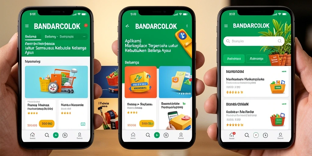 Screenshot utama BANDARCOLOK menampilkan antarmuka aplikasi Marketplace yang interaktif.