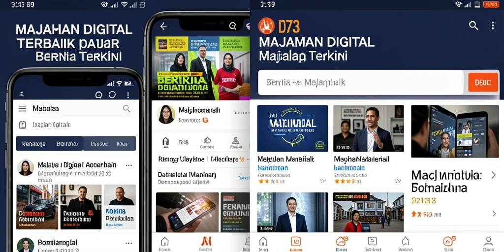 Antarmuka aplikasi D73 menampilkan berita dan artikel terbaru dengan jelas.
