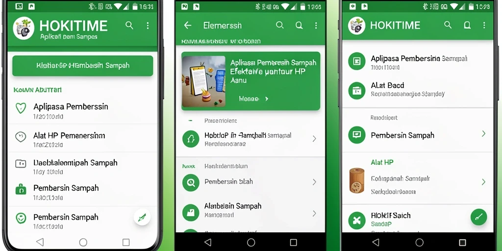 Tampilan antarmuka HOKITIME saat membersihkan sampah di perangkat.