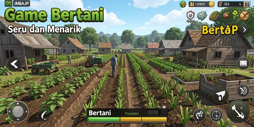Tampilan antarmuka menarik dari game IMBAJP saat bertani.