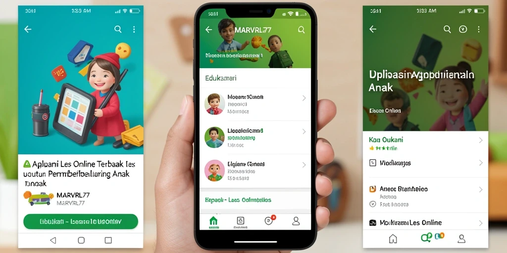 Antarmuka aplikasi MARVRL77 yang interaktif untuk Les Online.