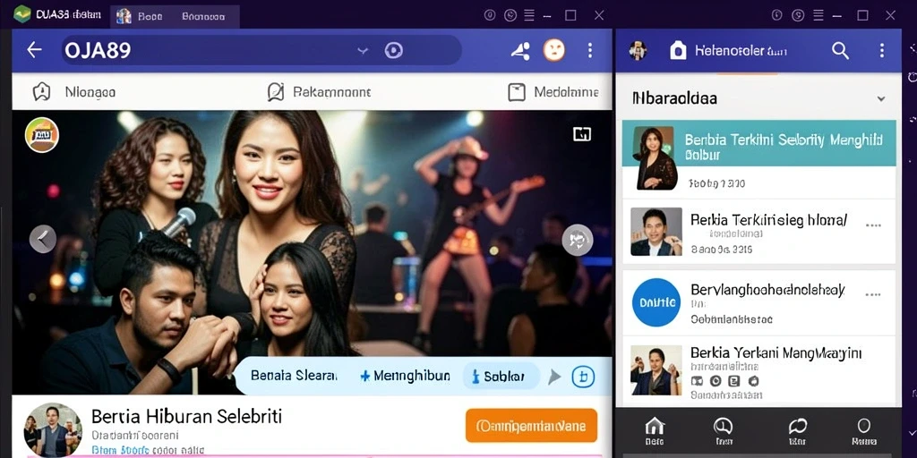 Tampilan antarmuka OJA89 yang menarik dengan berita selebriti terbaru.