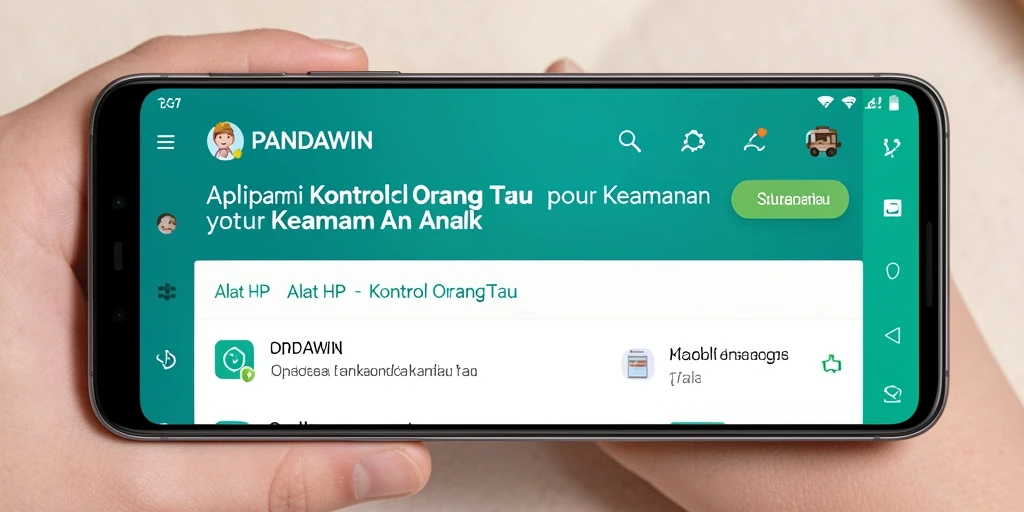 Tampilan antarmuka pengguna aplikasi Kontrol Orang Tua PANDAWIN.